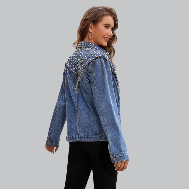Dames - Denimjasje - Met Pareldetails - Casual Elegantie - ANNA JACK