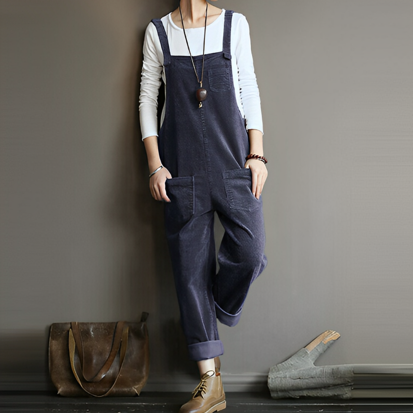 Ribfluwelen dames tuinbroek met relaxte pasvorm – LINA CORD