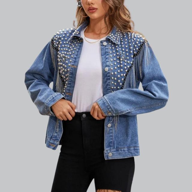 Dames - Denimjasje - Met Pareldetails - Casual Elegantie - ANNA JACK