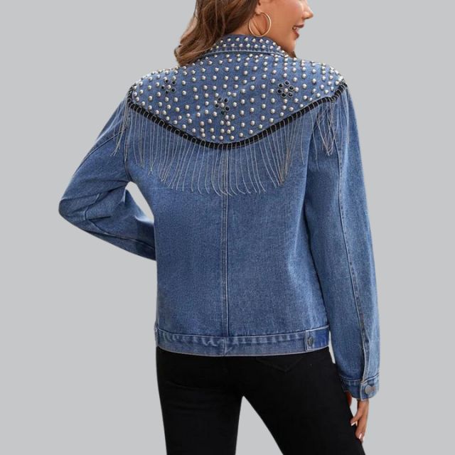 Dames - Denimjasje - Met Pareldetails - Casual Elegantie - ANNA JACK
