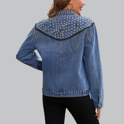 Dames - Denimjasje - Met Pareldetails - Casual Elegantie - ANNA JACK