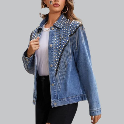 Dames - Denimjasje - Met Pareldetails - Casual Elegantie - ANNA JACK
