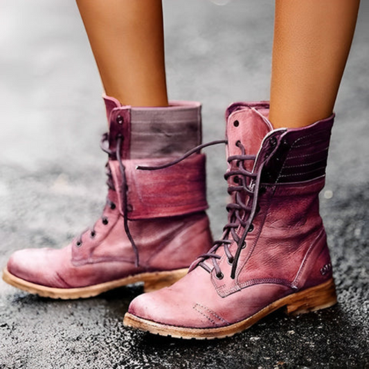 Laarzen - Vrouwen - Leer, Retro - Vintage Laarzen - Aura