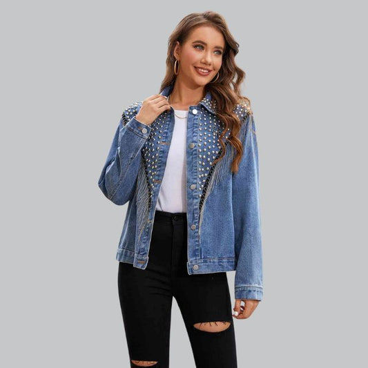 Dames - Denimjasje - Met Pareldetails - Casual Elegantie - ANNA JACK