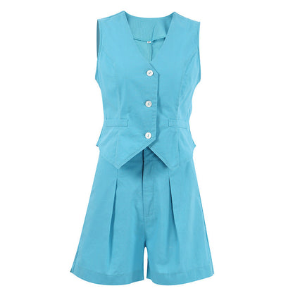 Dames - Soepel Linnen Set - Mouwloos Vest - Comfortabele Zomeroutfit