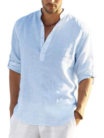 Heren - Ademend T-Shirt - Katoen Linnen Mix - Casual Strandkleding - BREEZE SHIRT