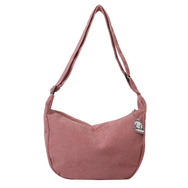 Vrouwen - Corduroy Crossbody Tas - Trendy Dumpling Vorm - Casual Draagtas - MODE TAS