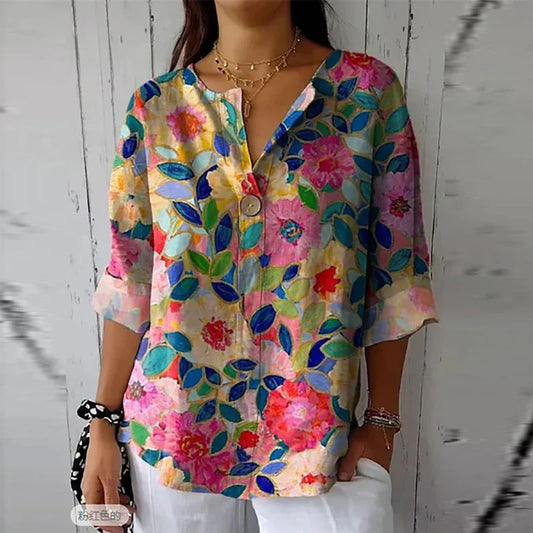 Vrouwen - Gebloemde Blouse - Lichtgewicht Stof - Casual Mode - ELEGANTE BLOEMEN
