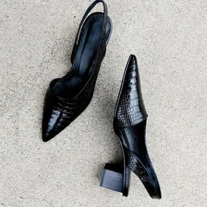 Dames - Slingback Pumps - Krokodillenleerlook - Elegante Schoenen - MODERNE STIJL