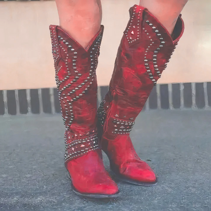 Kniehoge Laarzen - Dames - Studs - Westernlaarzen - Rebel