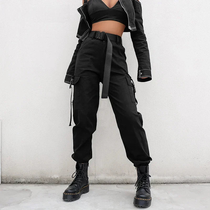 Cargobroek - Dames - Hoge Taille met Riemdetail - Robuuste Stijl - MODERN EDGE