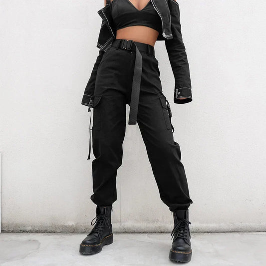 Cargobroek - Dames - Hoge Taille met Riemdetail - Robuuste Stijl - MODERN EDGE