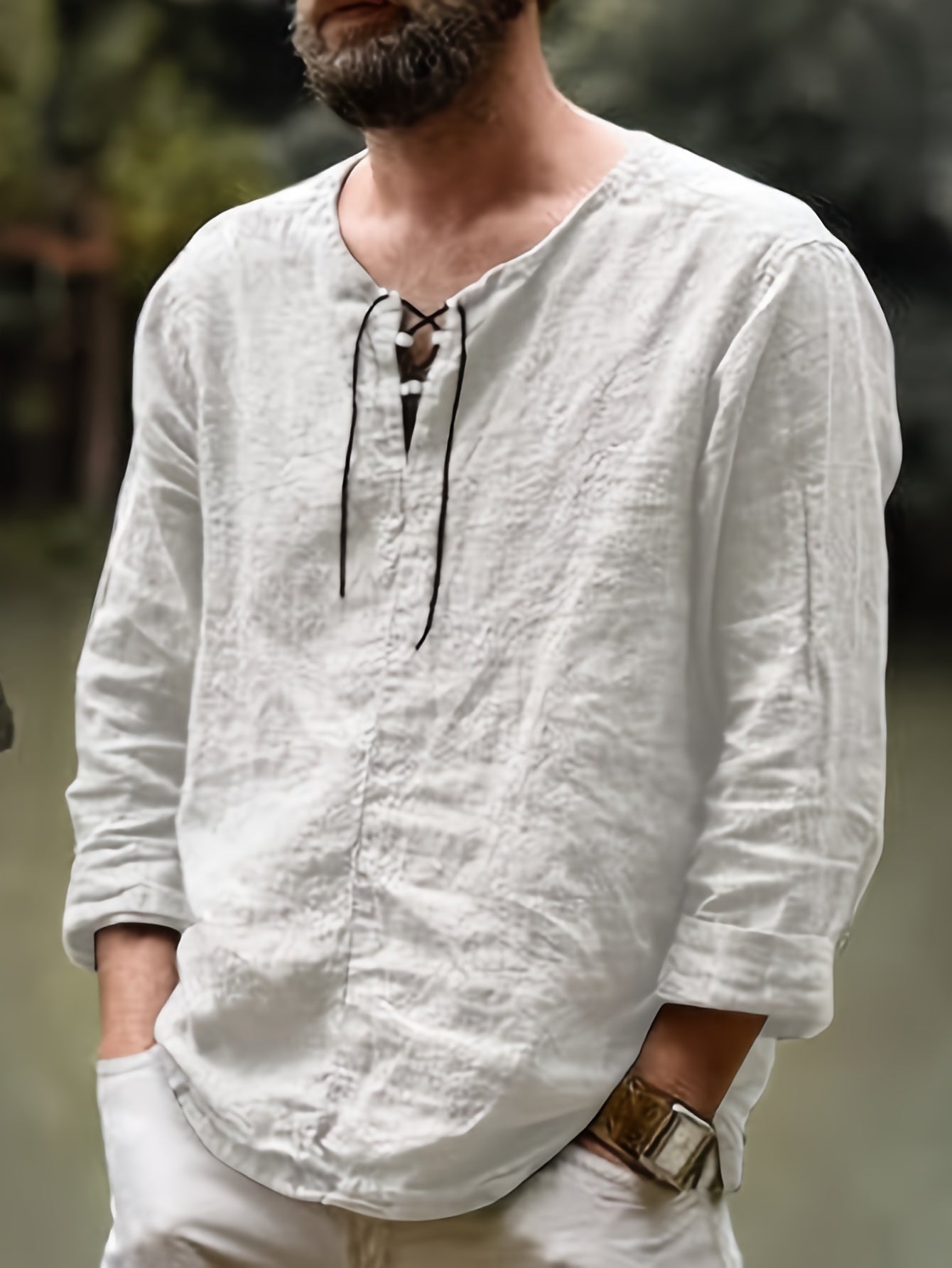 Mannen - Casual Hemd - Katoen-Linnen Mix - Lange Mouwen - Perfect voor Vrije Tijd - ARNE STYLING