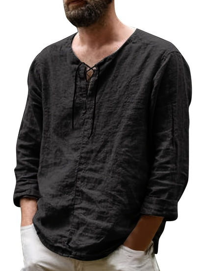 Mannen - Casual Hemd - Katoen-Linnen Mix - Lange Mouwen - Perfect voor Vrije Tijd - ARNE STYLING