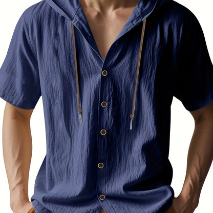 Heren - Lichtgewicht Hemd met Capuchon - Ademend Linnen - Casual en Comfortabel - ZOMERSTIJL