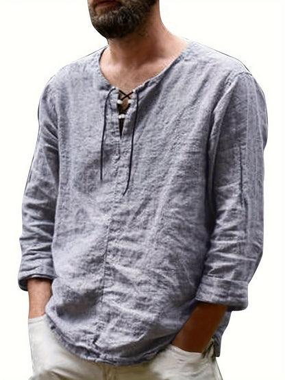 Mannen - Casual Hemd - Katoen-Linnen Mix - Lange Mouwen - Perfect voor Vrije Tijd - ARNE STYLING