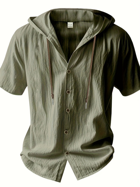 Heren - Lichtgewicht Hemd met Capuchon - Ademend Linnen - Casual en Comfortabel - ZOMERSTIJL