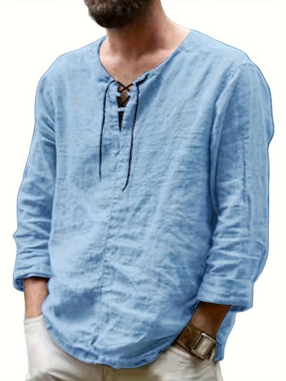 Mannen - Casual Hemd - Katoen-Linnen Mix - Lange Mouwen - Perfect voor Vrije Tijd - ARNE STYLING