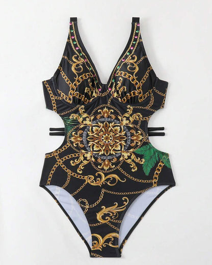 Badpak - Vrouwen - Spandex en Polyester - Retro Print - VINTAGE STIJL