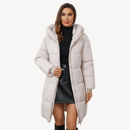 Puffer Jas - Dames - Capuchon en Rits - Lange Dames Puffer