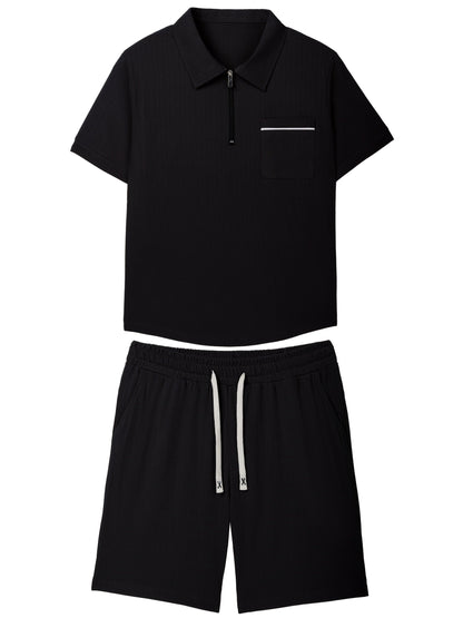 Heren - 2-delige Zomerpolo Set - Ademend Materiaal - Casual Outfit - ZOMERSTIJL