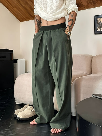 Mannen - Casual Loose Fit Herenbroek - Elastische Tailleband - Comfortabele Vrijetijdskleding - Stijlvolle Casual Broek