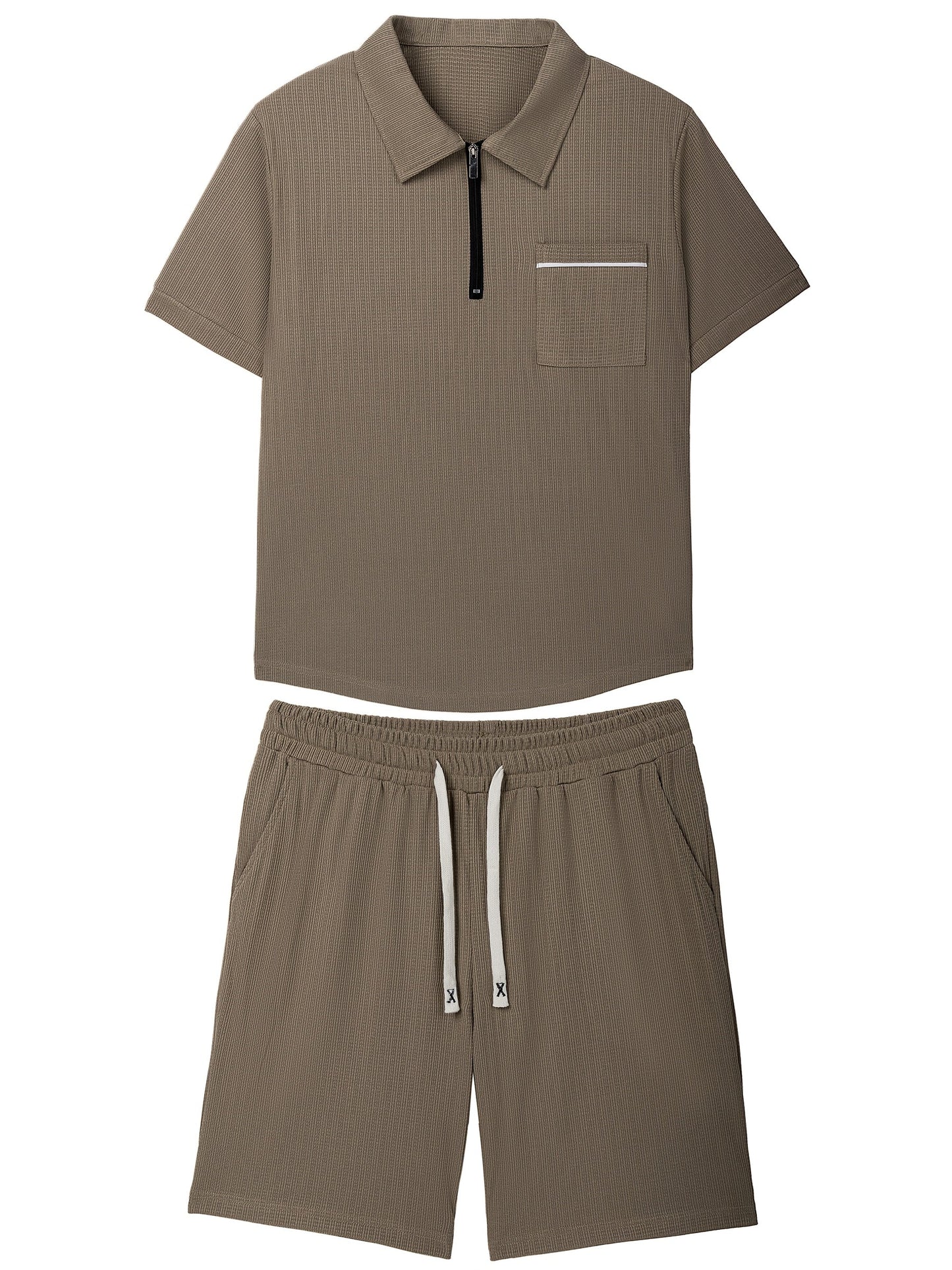 Heren - 2-delige Zomerpolo Set - Ademend Materiaal - Casual Outfit - ZOMERSTIJL