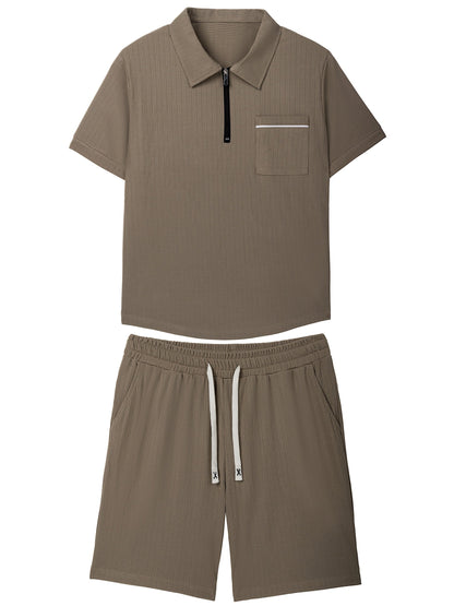 Heren - 2-delige Zomerpolo Set - Ademend Materiaal - Casual Outfit - ZOMERSTIJL