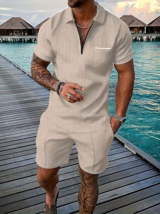 Heren - 2-delige Zomerpolo Set - Ademend Materiaal - Casual Outfit - ZOMERSTIJL