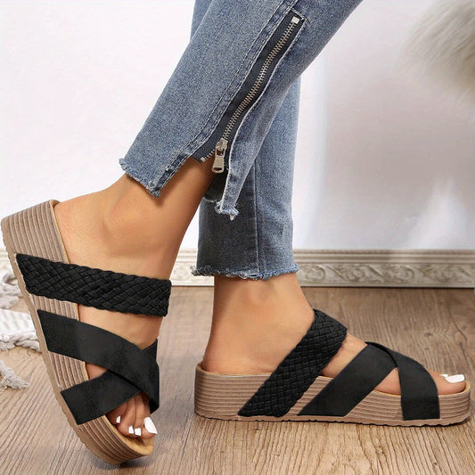Dames - Instapsandalen - Kurk Sleehak - Comfortabele Zomerfootwear - VELMA SANDALEN
