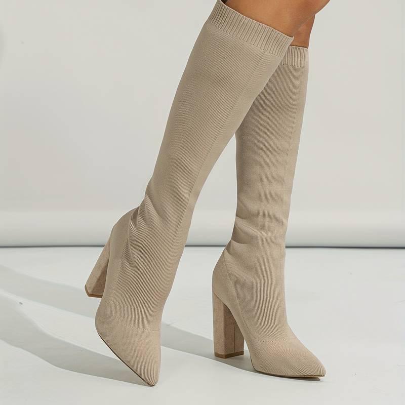 Kniehoge Soklaarzen - Dames - Blokhak Stretch - Winter Mode - Luna