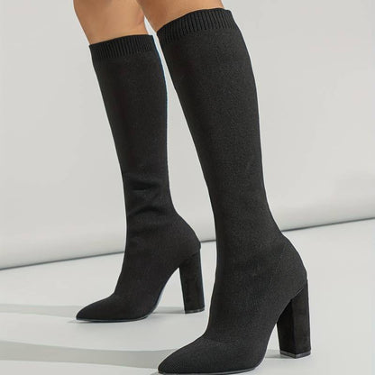 Kniehoge Soklaarzen - Dames - Blokhak Stretch - Winter Mode - Luna
