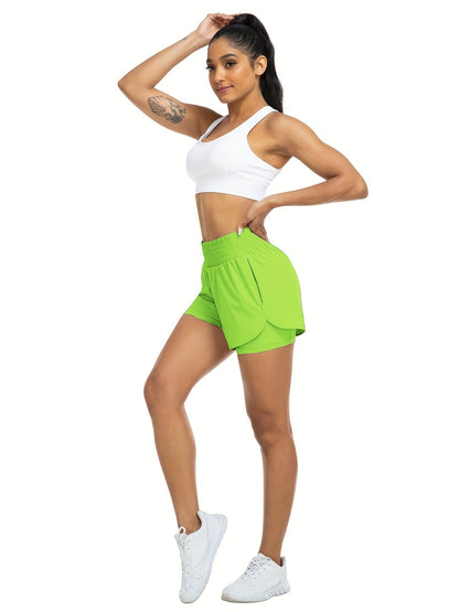 Dames - Trainingsshort - Dubbele Laag - Hoge Taille - Actieve Dagen