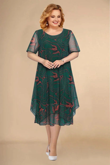 Dames - Midi-Jurk - Lichtgewicht Chiffon - Zomerfeest Outfit - ELEGANTE BLOEMENJURK