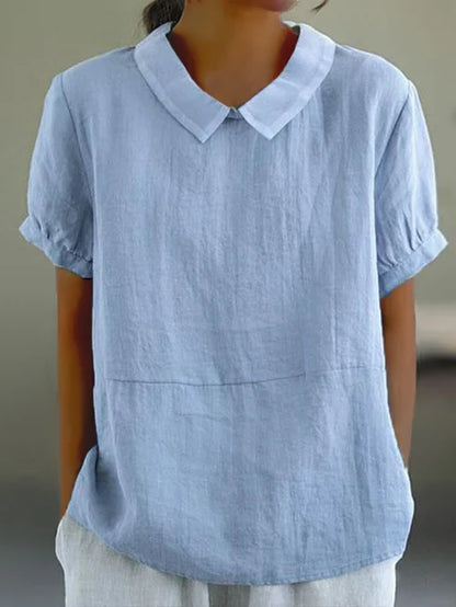 Losvallende damesblouse met colkraag en lange mouwen – EvieraSoft HighNeck