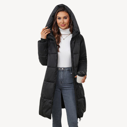 Puffer Jas - Dames - Capuchon en Rits - Lange Dames Puffer