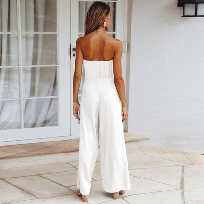 Zomerse damesjumpsuit met open rug en elegante pasvorm – NAYLA BAREBACK