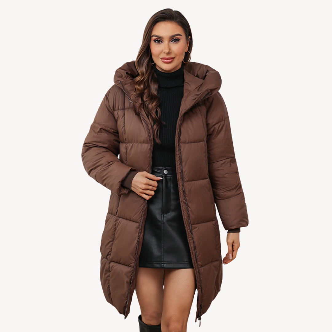 Puffer Jas - Dames - Capuchon en Rits - Lange Dames Puffer