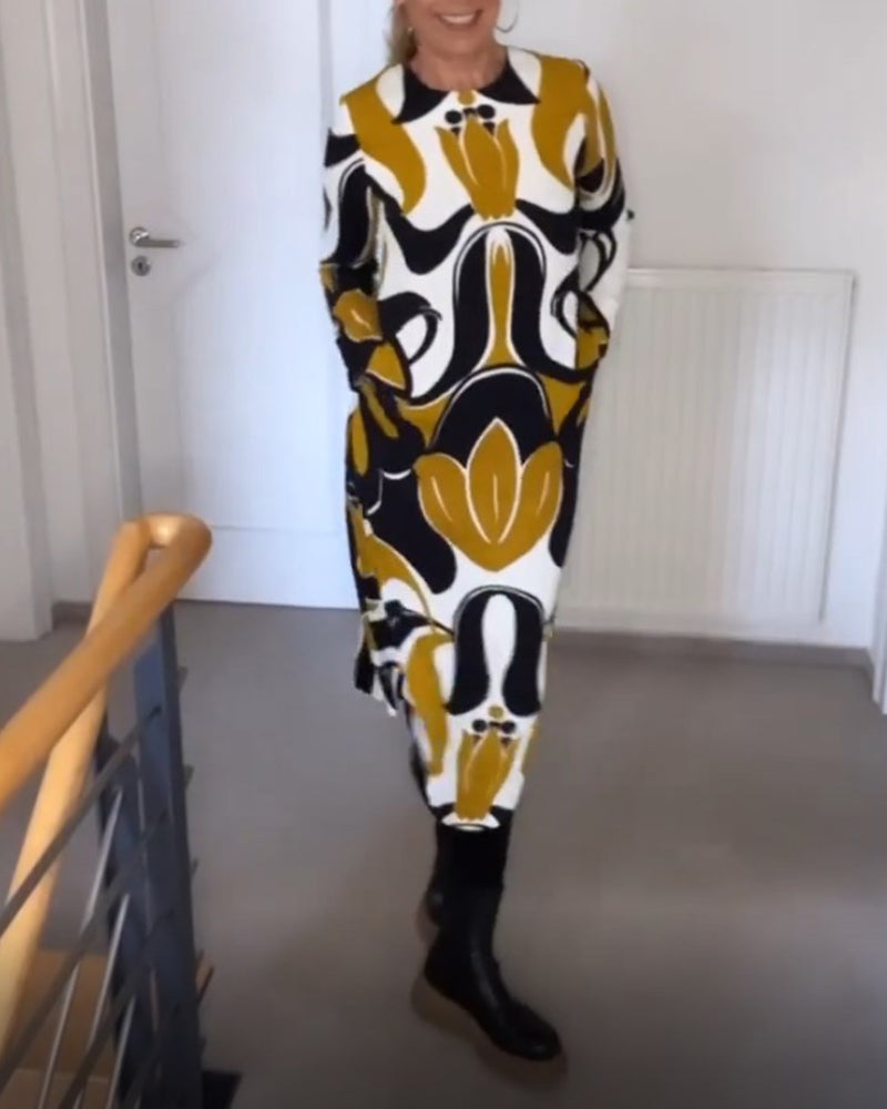 Casual Ronde Hals Jurk - Dames - Spandex en Polyester - Geschikt voor Alle Seizoenen - Trendy Print