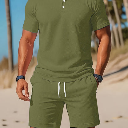 Heren - 2-Delig Zomers Polo en Shortset - Ademend Mesh - Casual Kleding - ZOMERSET EDGE