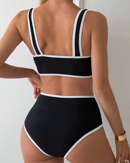 Tweedelig Badpak - Vrouwen - Kleurblok Ontwerp - Strandmode - MODERNE STIJL