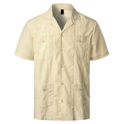 Heren Overhemd Met Korte Mouwen En Sierlijke Inzetpanelen Voor Een Verfijnde Look – TOMMASO CLASSIC
