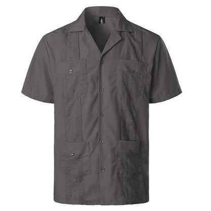 Heren Overhemd Met Korte Mouwen En Sierlijke Inzetpanelen Voor Een Verfijnde Look – TOMMASO CLASSIC