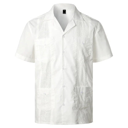 Heren Overhemd Met Korte Mouwen En Sierlijke Inzetpanelen Voor Een Verfijnde Look – TOMMASO CLASSIC