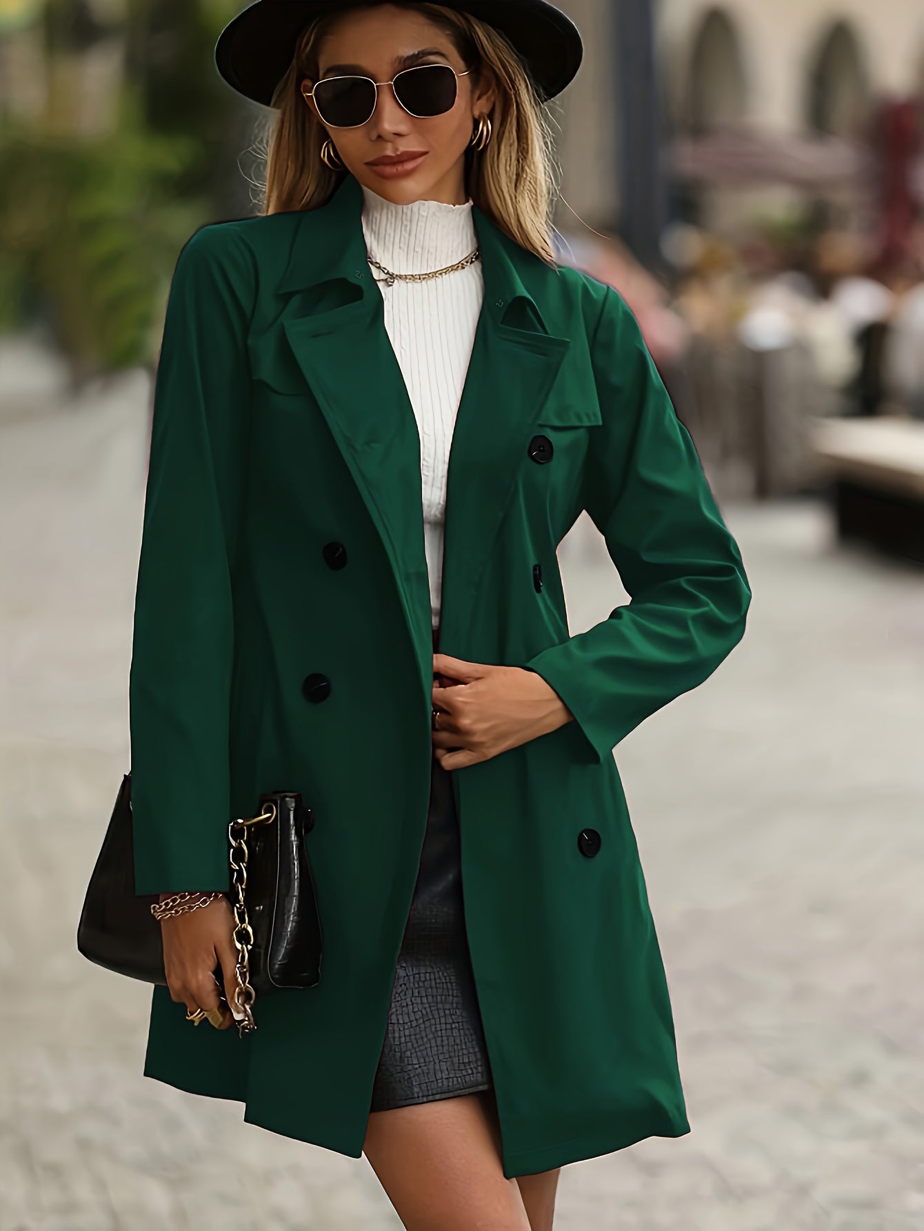 AURELIA - Omkeerbare trenchcoat met uitgesneden revers en knoopdetails voor dames
