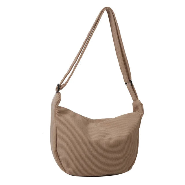 Vrouwen - Corduroy Crossbody Tas - Trendy Dumpling Vorm - Casual Draagtas - MODE TAS