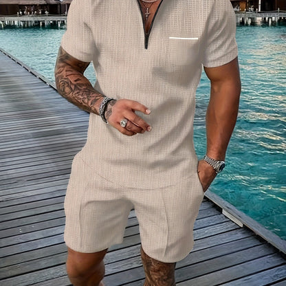 Heren - 2-delige Zomerpolo Set - Ademend Materiaal - Casual Outfit - ZOMERSTIJL