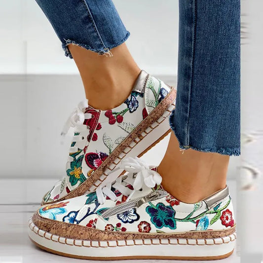 Dames - Geborduurde Canvas Sneakers - Ademend en Lichtgewicht - Casual Zomerschoen - PETAL WALK