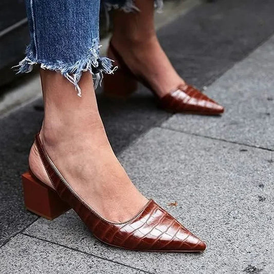 Dames - Slingback Pumps - Krokodillenleerlook - Elegante Schoenen - MODERNE STIJL