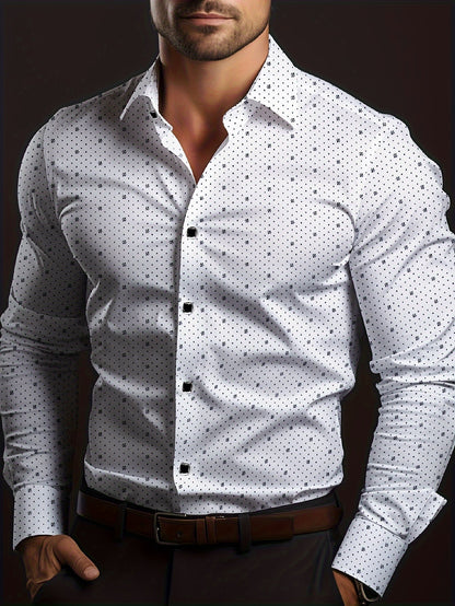 Slim Fit Herenoverhemd met Lange Mouwen en Microdessin – ULTRAMODERN STIJL